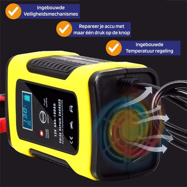 Grote foto accu druppel lader druppellader auto acculader 12v lcd display geel auto onderdelen accessoire delen