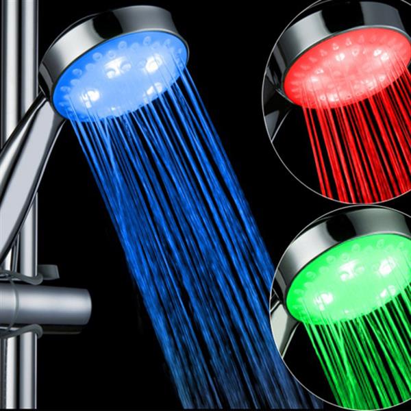 Grote foto led rgb 3 kleuren douche kop douchekop kleurendouche chroom temperatuur huis en inrichting complete badkamers