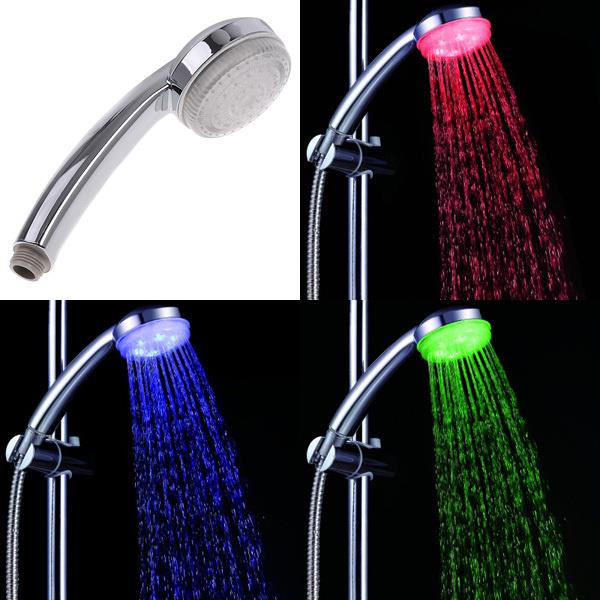 Grote foto led rgb 3 kleuren douche kop douchekop kleurendouche chroom temperatuur huis en inrichting complete badkamers