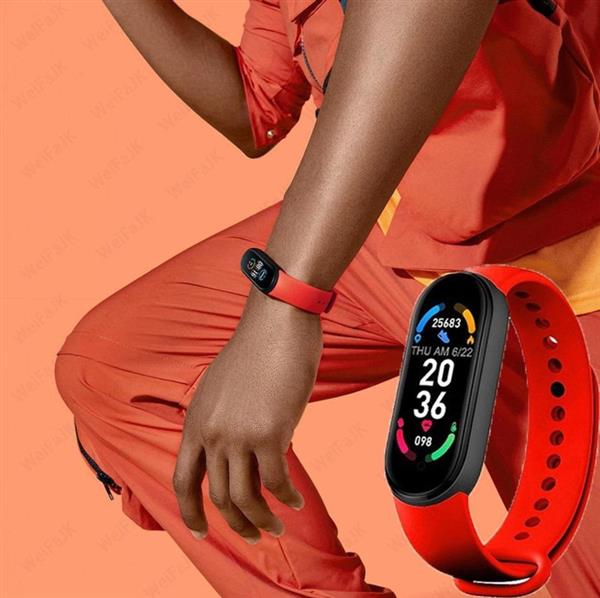 Grote foto stappenteller hartslagmeter fitness tracker band mi band 6 m6 geel sport en fitness overige sport en fitness