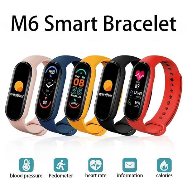 Grote foto stappenteller hartslagmeter fitness tracker band mi band 6 m6 rood sport en fitness overige sport en fitness