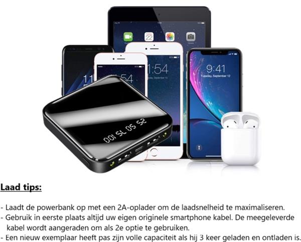 Grote foto powerbank 20.000 mah oplader micro usb c snellader led display zwart telecommunicatie batterijen en accu