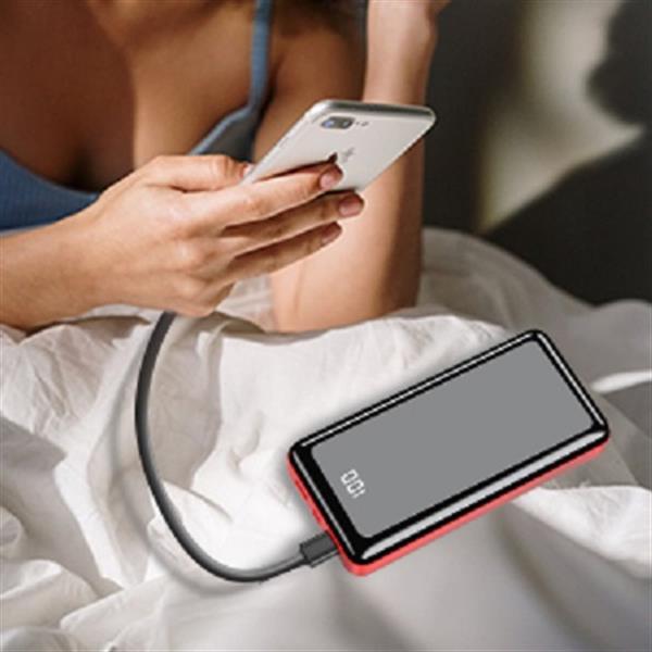 Grote foto powerbank 30.000 mah oplader snellader micro usb c led display rood zwart telecommunicatie batterijen en accu