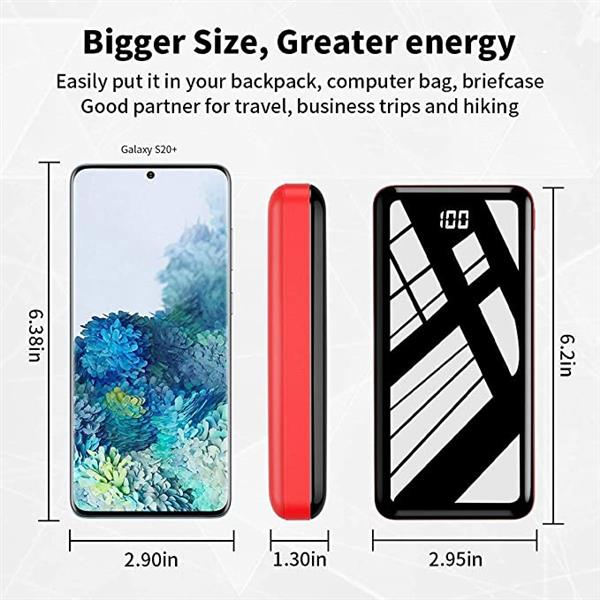 Grote foto powerbank 30.000 mah oplader snellader micro usb c led display rood zwart telecommunicatie batterijen en accu