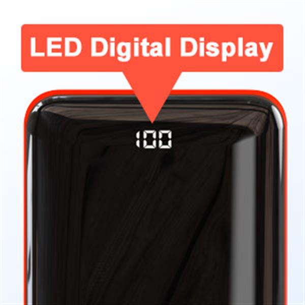 Grote foto powerbank 30.000 mah oplader snellader micro usb c led display rood zwart telecommunicatie batterijen en accu