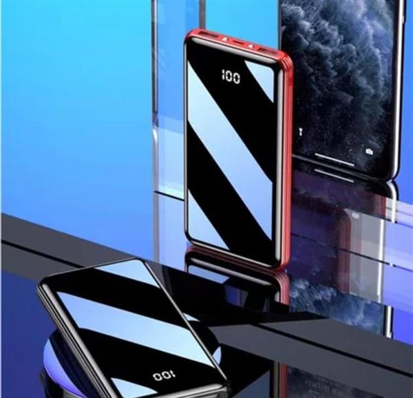 Grote foto powerbank 30.000 mah oplader snellader micro usb c led display rood zwart telecommunicatie batterijen en accu