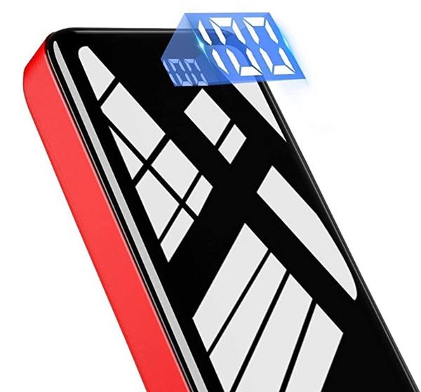 Grote foto powerbank 30.000 mah oplader snellader micro usb c led display rood zwart telecommunicatie batterijen en accu