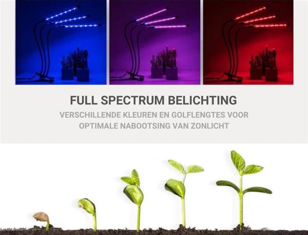 Grote foto led kweeklamp kweek groei bloei lamp planten timer 4x arm tuin en terras overige tuin en terras