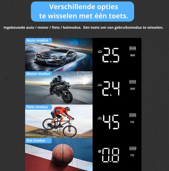 Grote foto elektrische bandenpomp fietspomp compressor auto pomp fietsen en brommers onderdelen