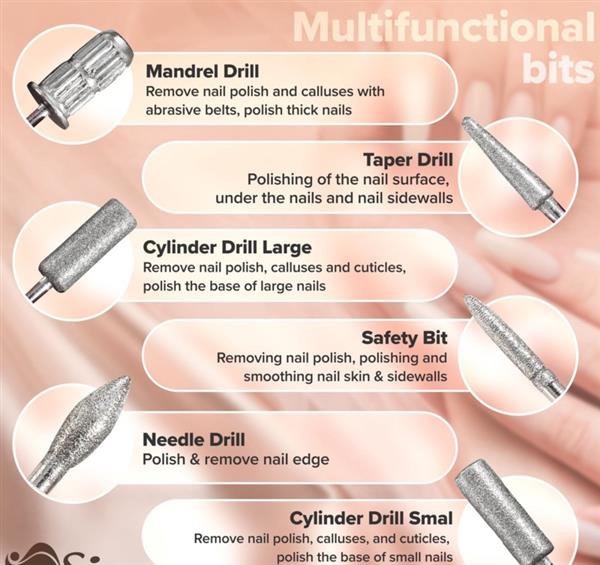 Grote foto elektrische nagelvijl nagelfrees machine manicure pedicure set grijs beauty en gezondheid lichaamsverzorging