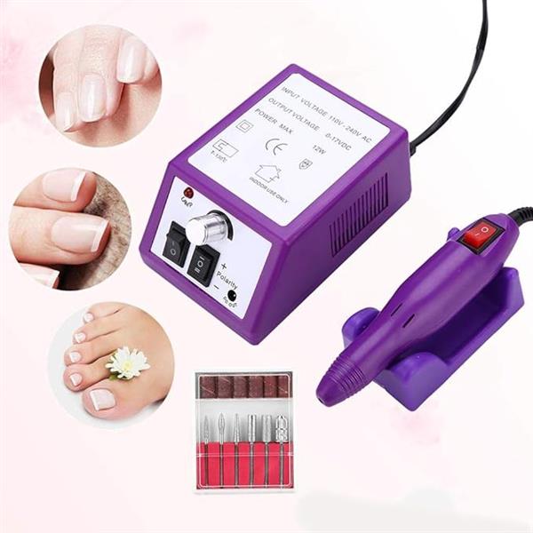 Grote foto elektrische nagelvijl nagelfrees machine manicure pedicure set paars huis en inrichting woningdecoratie