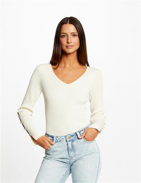 Grote foto trui lange mouwen splitten en knopen 232 maya ivoor kleding dames truien en vesten