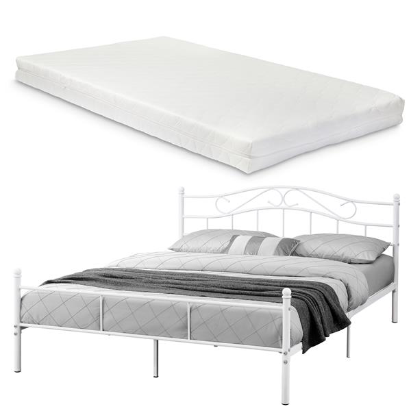 Grote foto metalen bedframe florenz incl. matras 160x200 cm wit huis en inrichting bedden