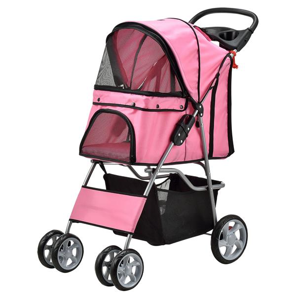 Grote foto hondenbuggy met 4 wielen 73x46x100 cm max. 15 kg roze dieren en toebehoren toebehoren