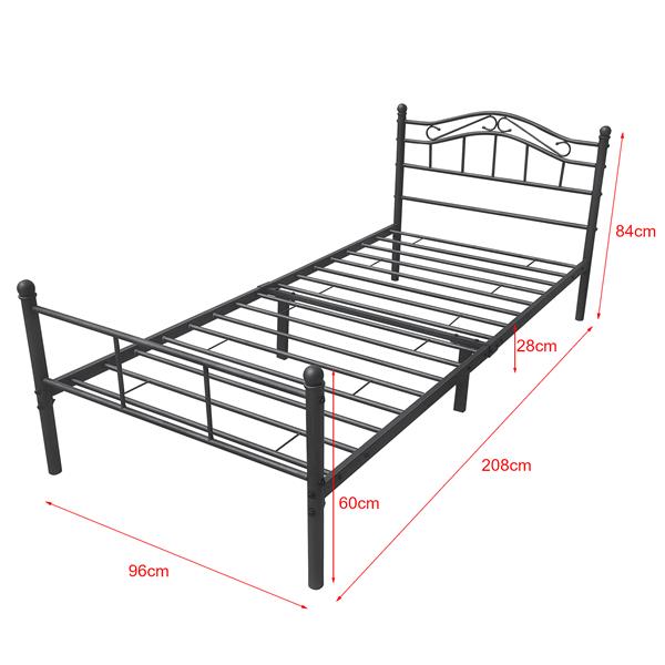 Grote foto metalen bedframe florenz incl. bedbodem 90x200 cm zwart huis en inrichting bedden