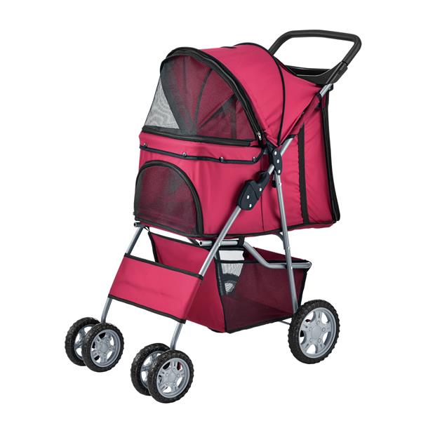 Grote foto hondenbuggy met 4 wielen 73x46x100 cm max. 15 kg rood dieren en toebehoren toebehoren