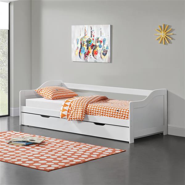 Grote foto bedbank tienerbed met onderschuifbed 90x200 cm wit mat huis en inrichting bedden