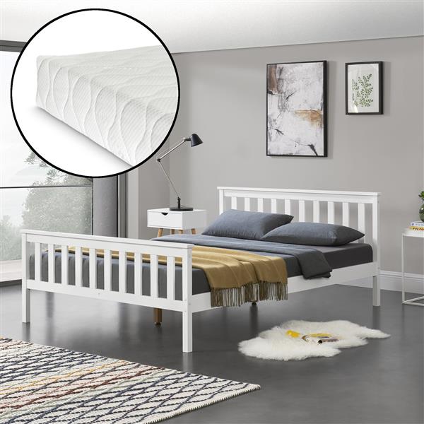 Grote foto houten bed ede grenen met matras 140x200 cm wit huis en inrichting bedden