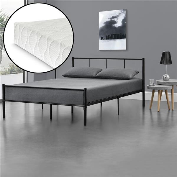 Grote foto metalen bedframe hercules incl. matras zwart 140x200 cm huis en inrichting bedden