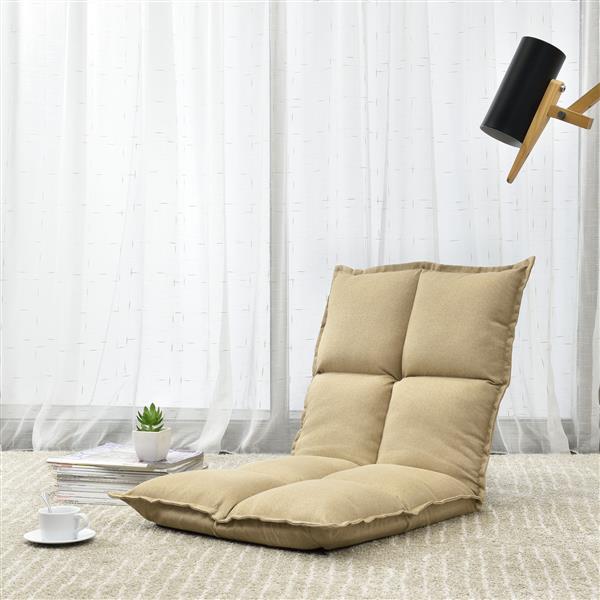 Grote foto vloerstoel loungekussen verstelbaar 110x55x11 cm zandkleurig huis en inrichting stoelen