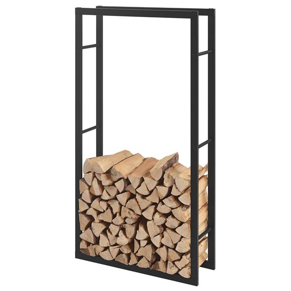 Grote foto stalen brandhout rek houtopslag 75x150x25 cm zwart tuin en terras tuingereedschap