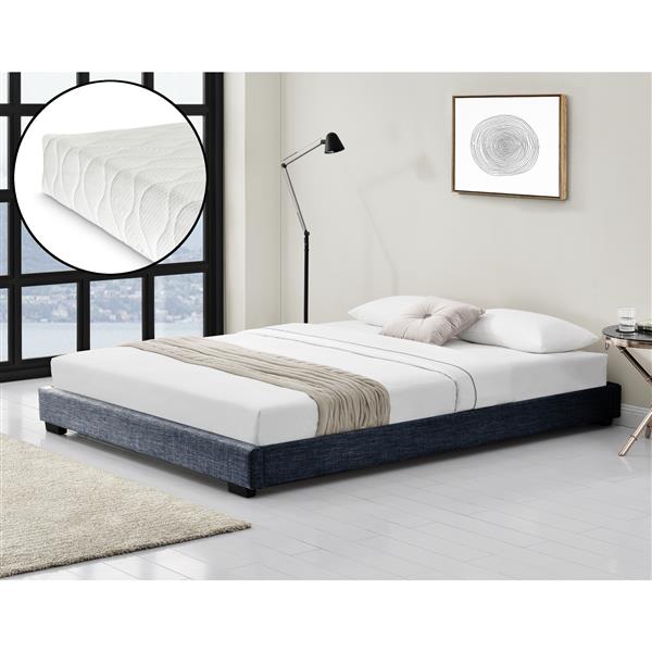 Grote foto modern bedframe stof met matras 140x200 donkergrijs huis en inrichting bedden