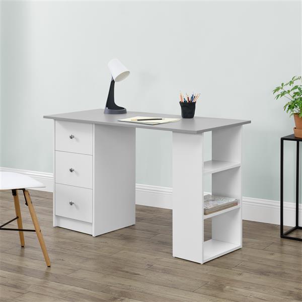 Grote foto bureau lemberg met 3 lades 120x49x72 cm wit en lichtgrijs huis en inrichting stoelen