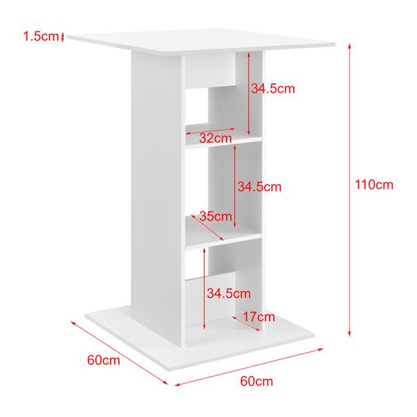 Grote foto bartafel visby met 3 planken 70x70x110 cm wit huis en inrichting eettafels