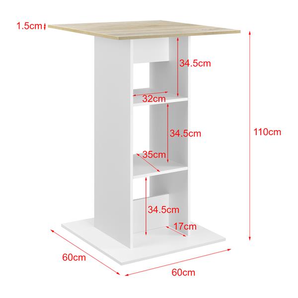 Grote foto bartafel visby met 3 planken 70x70x110 cm wit en eiken huis en inrichting eettafels