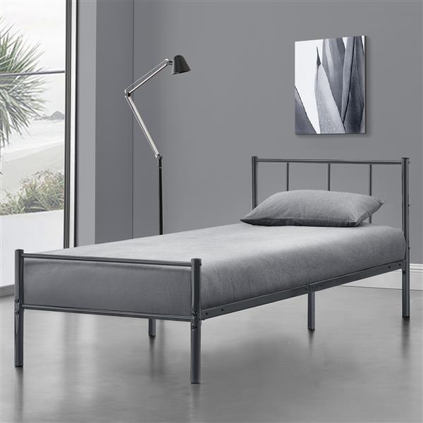 Grote foto metalen bedframe hercules incl. bedbodem 90x200 cm donkergrijs huis en inrichting bedden