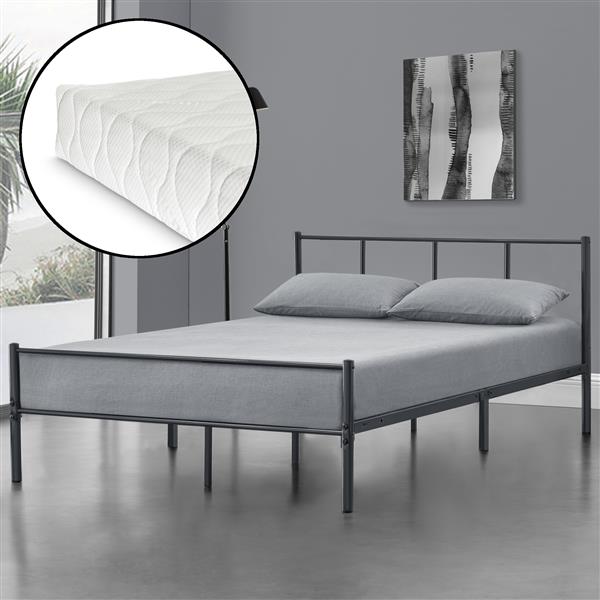 Grote foto metalen bedframe hercules incl. matras140x200 cm donkergrijs huis en inrichting bedden