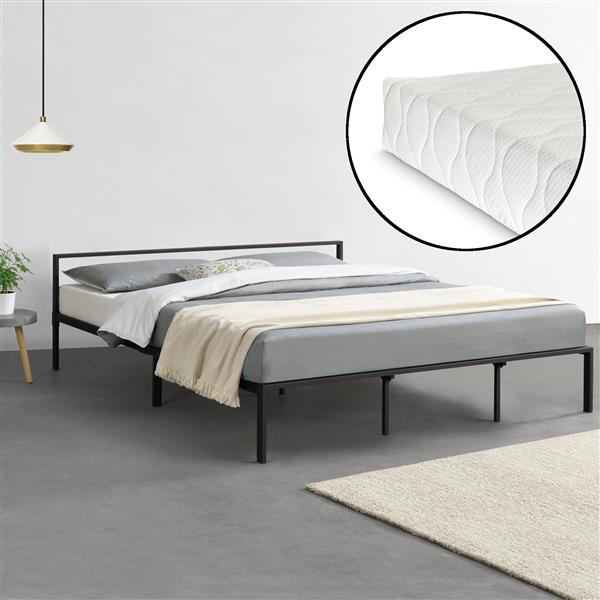 Grote foto metalen bed zeus met bedbodem en matras 180x200 cm zwart huis en inrichting bedden