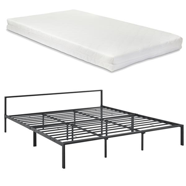 Grote foto metalen bed zeus met bedbodem en matras 180x200 cm zwart huis en inrichting bedden