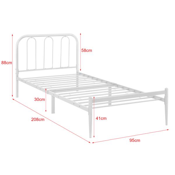 Grote foto stalen bed hanko bedframe met bedbodem 90x200 cm wit huis en inrichting bedden