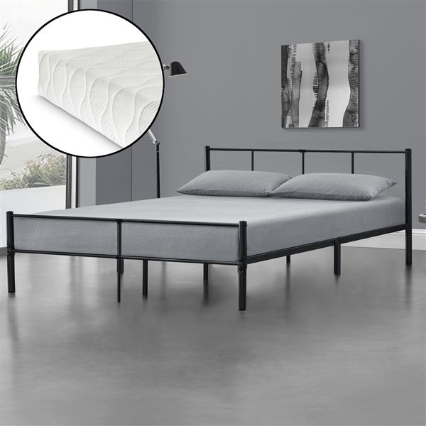 Grote foto metalen bed laos met bedbodem en matras zwart 180x200 cm huis en inrichting bedden