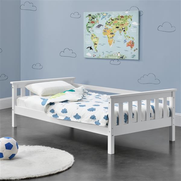 Grote foto kinderbed met bedbodem en uitvalbeveiliging 80x160 cm wit huis en inrichting overige