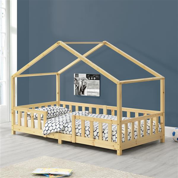 Grote foto kinderbed treviolo met uitvalbeveiliging 90x200 cm houtkleurig huis en inrichting overige