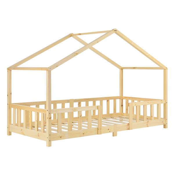 Grote foto kinderbed treviolo met uitvalbeveiliging 90x200 cm houtkleurig huis en inrichting overige