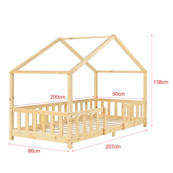 Grote foto kinderbed treviolo met uitvalbeveiliging 90x200 cm houtkleurig huis en inrichting overige