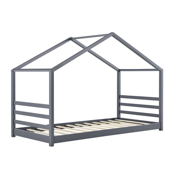 Grote foto kinderbed huisbed met bedbodem 90x200 cm donkergrijs huis en inrichting overige