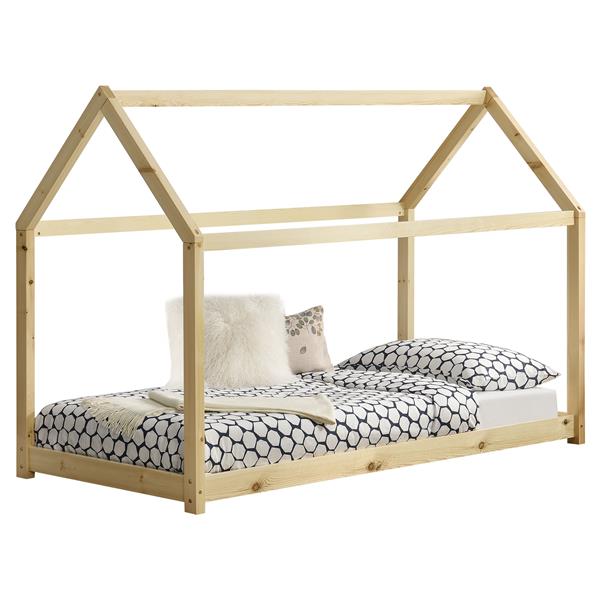 Grote foto kinderbed netstal houten bed huisbed 70x140 cm houtkleurig huis en inrichting overige