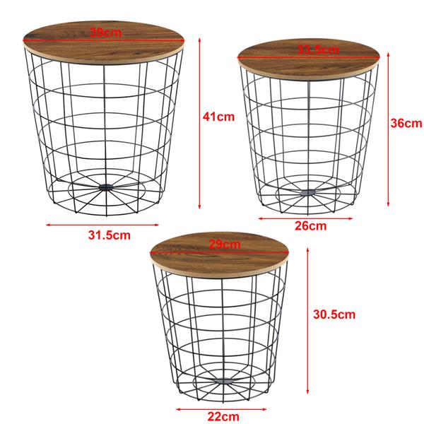 Grote foto bijzettafel 3 stuks set met afneembaar tafelblad zwart en eiken huis en inrichting eettafels