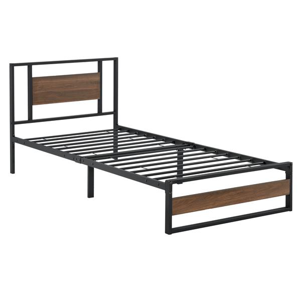 Grote foto metalen bed villach bedframe 90x200 cm zwart en walnoot huis en inrichting bedden