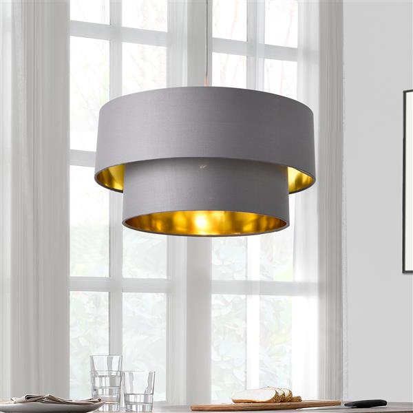 Grote foto design hanglamp lopar metaal en stof e27 40 grijs en goud huis en inrichting overige