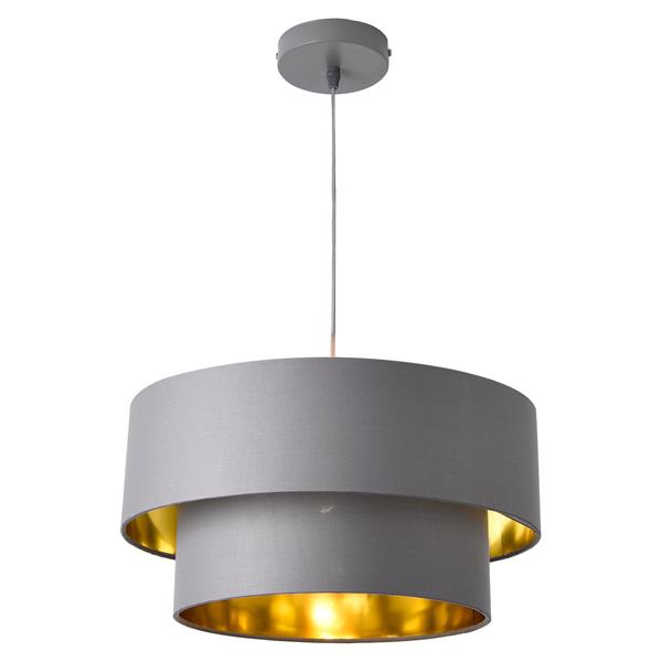 Grote foto design hanglamp lopar metaal en stof e27 40 grijs en goud huis en inrichting overige