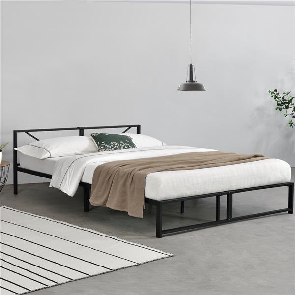 Grote foto metalen bed meran bedframe met bedbodem zwart 180x200 huis en inrichting bedden