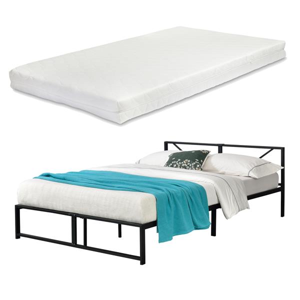 Grote foto metalen bed meran bedframe met matras zwart 140x200 cm huis en inrichting bedden