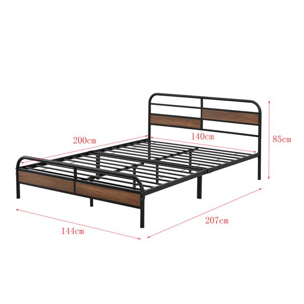 Grote foto metalen bed aarau bedframe matras zwart walnoot 140x200 huis en inrichting bedden