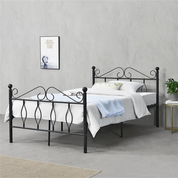 Grote foto metalen bedframe apolda met bedbodem zwart 120x200 cm huis en inrichting bedden