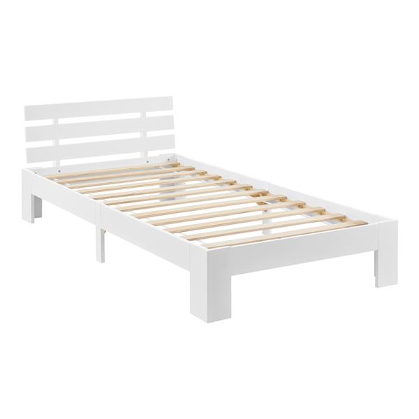 Grote foto houten bed nivala grenen met bedbodem 90x200 cm wit huis en inrichting bedden